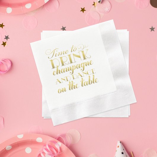 Tijd om te Drinken Champagne Quote Gold Wedding Servetten