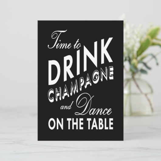 Tijd om te Drinken Champagne Vakantie Kaart (Staand voorkant)