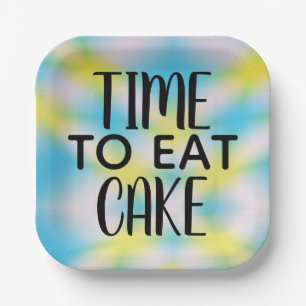 Tijd om te eten Cake Tie Dye Verjaardag Papieren Bordje