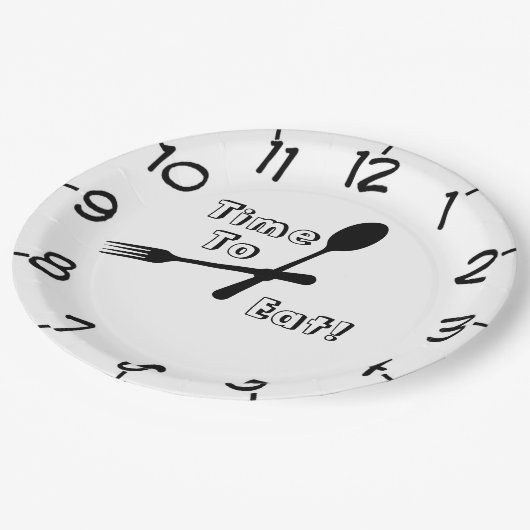 Tijd om te eten papieren bordje (Gekanteld)