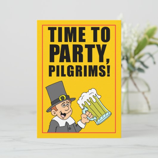 Tijd om te feesten Pelgrims Vriendschapsschenking Kaart (Staand voorkant)