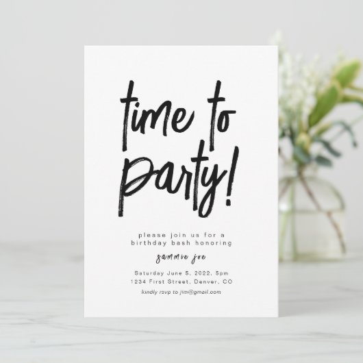 Tijd om te feesten Verjaardagsuitnodiging Sjabloon Kaart (Staand voorkant)