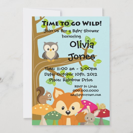 Tijd om te gaan met Wilde Baby Shower-uitnodiginge Kaart (Achterkant)