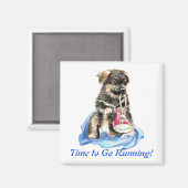 Tijd om te gaan Running Cute Dog & Sport Humor Magneet (Voorkant / Achterkant)