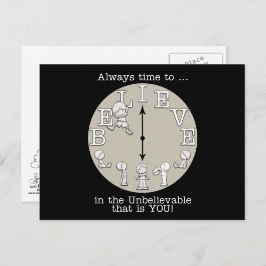 Tijd om te geloven-kleine jongen en klok briefkaart (Voorkant / Achterkant)