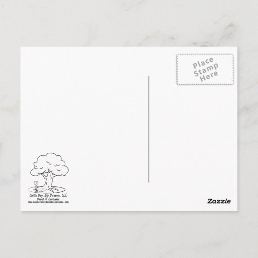 Tijd om te geloven-kleine jongen en klok briefkaart (Achterkant)