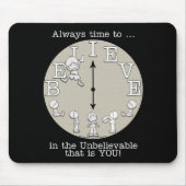 Tijd om te geloven-kleine jongen en klok muismat (Voorkant)