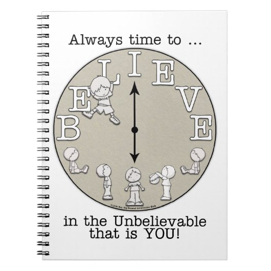 Tijd om te geloven-kleine jongen en klok notitieboek (Voorkant)