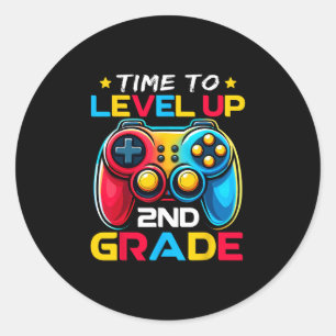 Tijd om te levelen 2e klas videospeler kinderen Ck Ronde Sticker