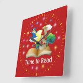 Tijd om te lezen - Literacy Wall Clock - SRF Vierkante Klok (Hoek)