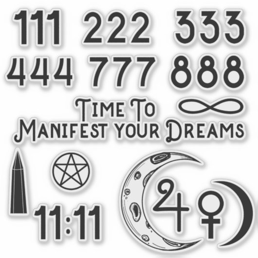 Tijd om te manifesteren Numerologie Lucky Numbers Sticker (Voorkant)