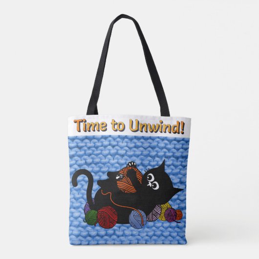 Tijd om te ontspannen Cat Breien Canvas tas (Achterkant)