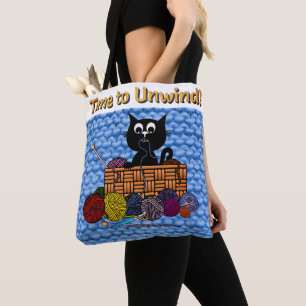 Tijd om te ontspannen Cat Breien Canvas tas