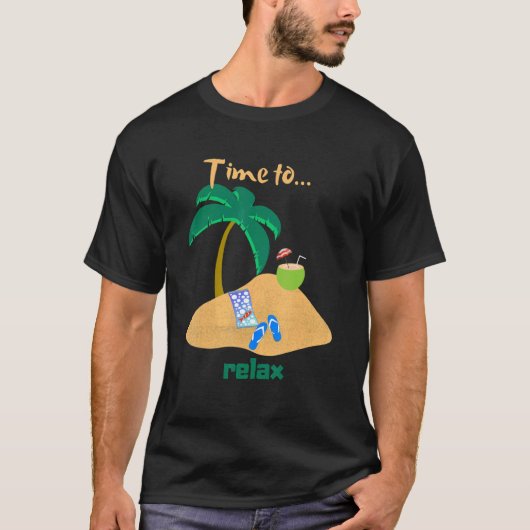 Tijd om te ontspannen Palm Tree Coconu Beach T-shirt (Voorkant)