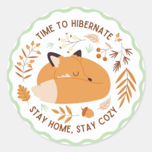 Tijd om te overwinteren, blijf thuis, blijf knus ronde sticker
