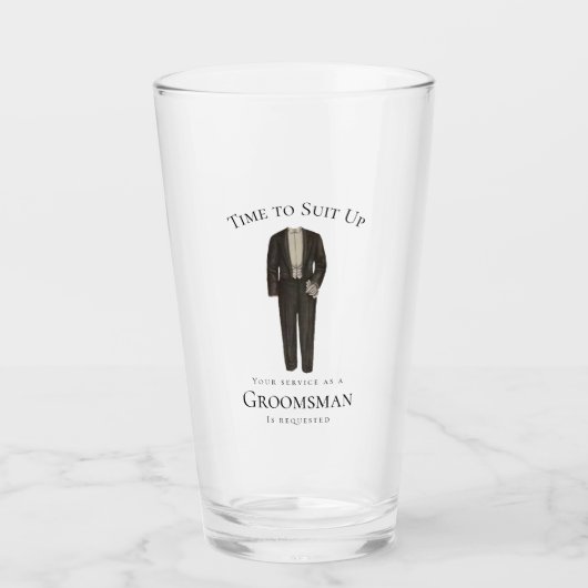 Tijd om te passen Groomsman Voorstel Elegant Tuxed Glas (Voorkant)