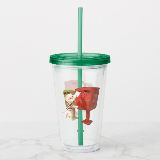 Tijd om te posten – Kat met Taiwanese brievenbus Acryl Drinkbeker (Voorkant)