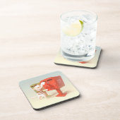 Tijd om te posten – Kat met Taiwanese brievenbus Bier Onderzetter (Rechterzijde)