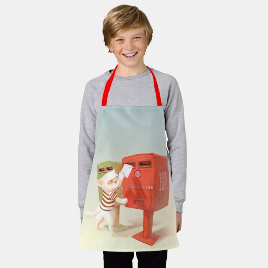 Tijd om te posten – Kat met Taiwanese brievenbus Schort (Gedragen)