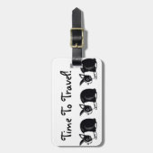 Tijd om te reizen! Black White Rabbits Bagagelabel (Voorkant verticaal)