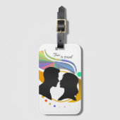 Tijd om te reizen, liefde paar kunst accessoire bagagelabel (Voorkant (verticaal))