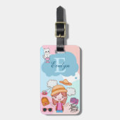Tijd om te reizen Meisje Theme Gepersonaliseerd Bagagelabel (Voorkant verticaal)