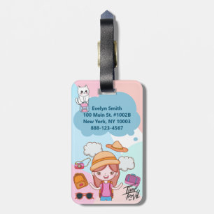 Tijd om te reizen Meisje Theme Gepersonaliseerd Bagagelabel