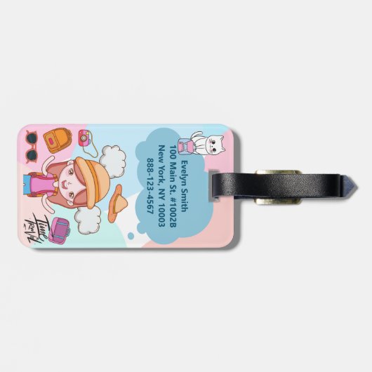 Tijd om te reizen Meisje Theme Gepersonaliseerd Bagagelabel (Achterkant horizontaal)