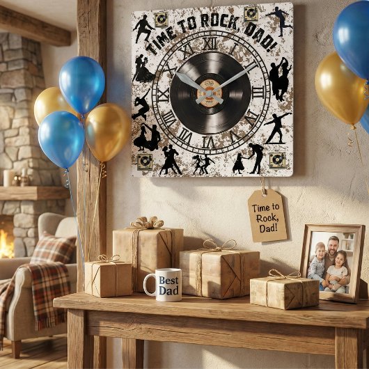 "Tijd om te rocken, pap!" wandklok