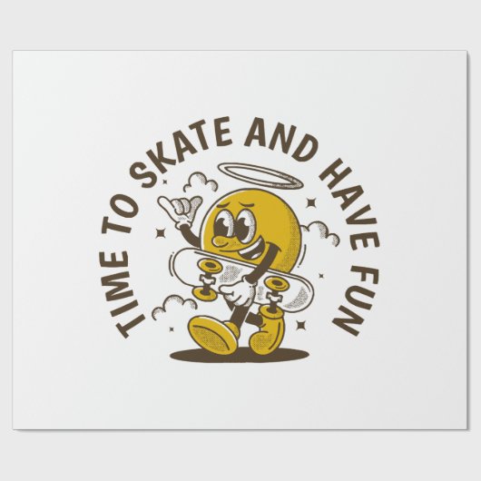 Tijd om te schaatsen cadeaupapier (Vlak)