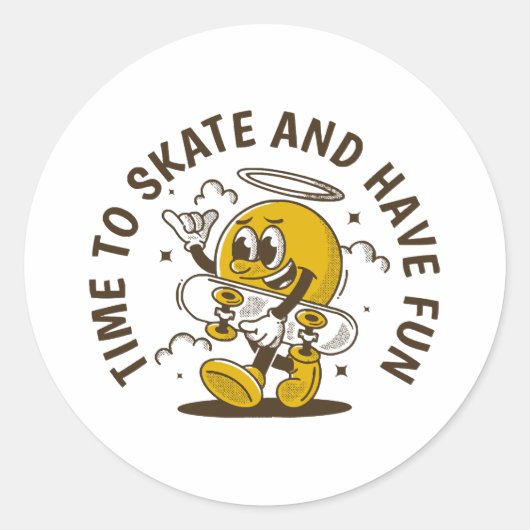 Tijd om te schaatsen ronde sticker (Voorkant)