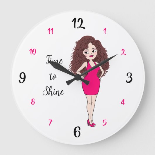 Tijd om te Schitteren – Elegante Vrouw Wandklok (Voorkant)
