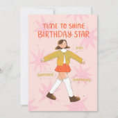 Tijd om te schitteren verjaardag ster, leuke geïll bedankkaart (Voorkant)