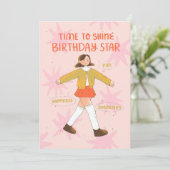 Tijd om te schitteren verjaardag ster, leuke geïll bedankkaart (Staand voorkant)
