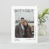 Tijd om te vieren Modern Script Trouwreceptie Aankondiging (Staand voorkant)