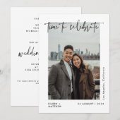 Tijd om te vieren Modern Script Trouwreceptie Aankondiging (Voorkant / Achterkant)