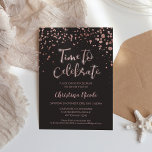 "Tijd om te vieren" Roos Goud Grijs Eenvoudig Eleg Kaart<br><div class="desc">Deze "Time to Celebrate" faux Roos Gold Confetti op Dark Grey-feestuitnodiging is ideaal voor een modern stijlvol feest. Deze uitnodiging werkt goed voor een pensioenviering,  huwelijksverjaardag,  verlovingsfeest,  vrijgezellenfeest,  verjaardagsfeest,  afscheidsdiner of een ander evenement.</div>