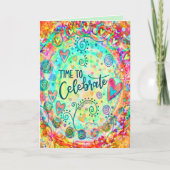 Tijd om te vieren Whimsical Hearts Kleurrijk Kaart (Voorkant)