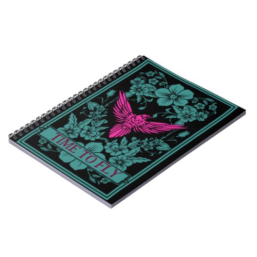 TIJD OM TE VLIEGEN - Exotische roze vogel/schemerb Notitieboek (Linkerzijde)