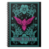 TIJD OM TE VLIEGEN - Exotische roze vogel/schemerb Notitieboek (Voorkant)