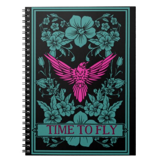 TIJD OM TE VLIEGEN - Exotische roze vogel/schemerb Notitieboek (Voorkant)
