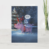Tijd om te vliegen Unieke Flying Pig Christmas Feestdagen Kaart (Voorkant)