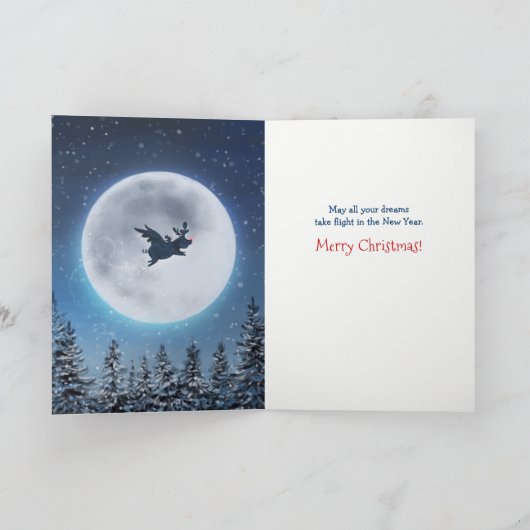 Tijd om te vliegen Unieke  Flying Pig Christmas Feestdagen Kaart (Binnen)