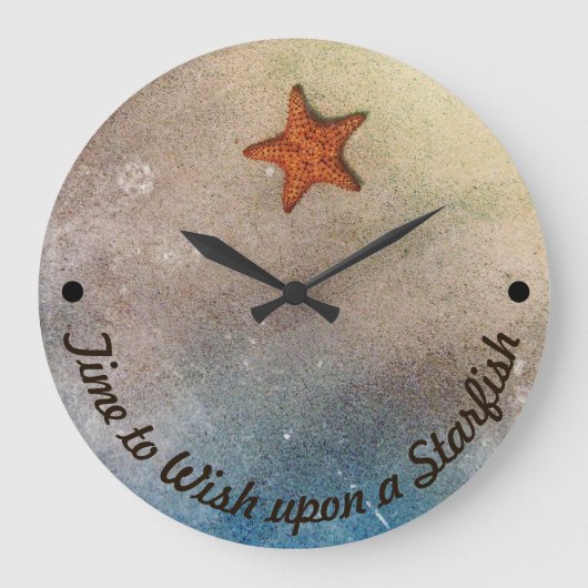 Tijd om te wensen op een Starfish Coastal Beach Grote Klok (Voorkant)