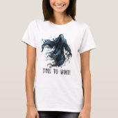 Tijd om te werken Grim Reaper White Halloween T-shirt (Voorkant)