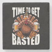Tijd om Thanksgiving kalkoen bier te laten bruinen Stenen Onderzetter (Voorkant)
