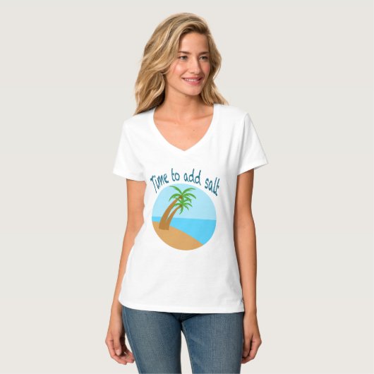 Tijd om Zout Toe te Voegen – Tropisch Strand Palmb T-shirt (Voorkant volledig)