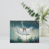 Tijd op Klok van de Vleugels van de Engel van de Briefkaart (Staand voorkant)