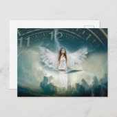 Tijd op Klok van de Vleugels van de Engel van de Briefkaart (Voorkant / Achterkant)