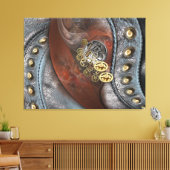 Tijd op leder canvas afdruk (Insitu (Woonkamer))